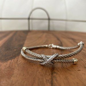 DAVID YURMAN Silver, Gold and Diamond Bracelet